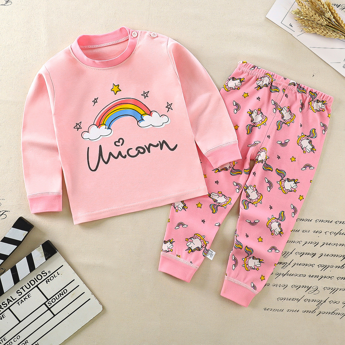 Cartoon Pajamas Suits Children's Baby Boys Girls Spring Autumn Sleepwear Home Clothes Cotton Autumn Long Trousers Kids Pijamas