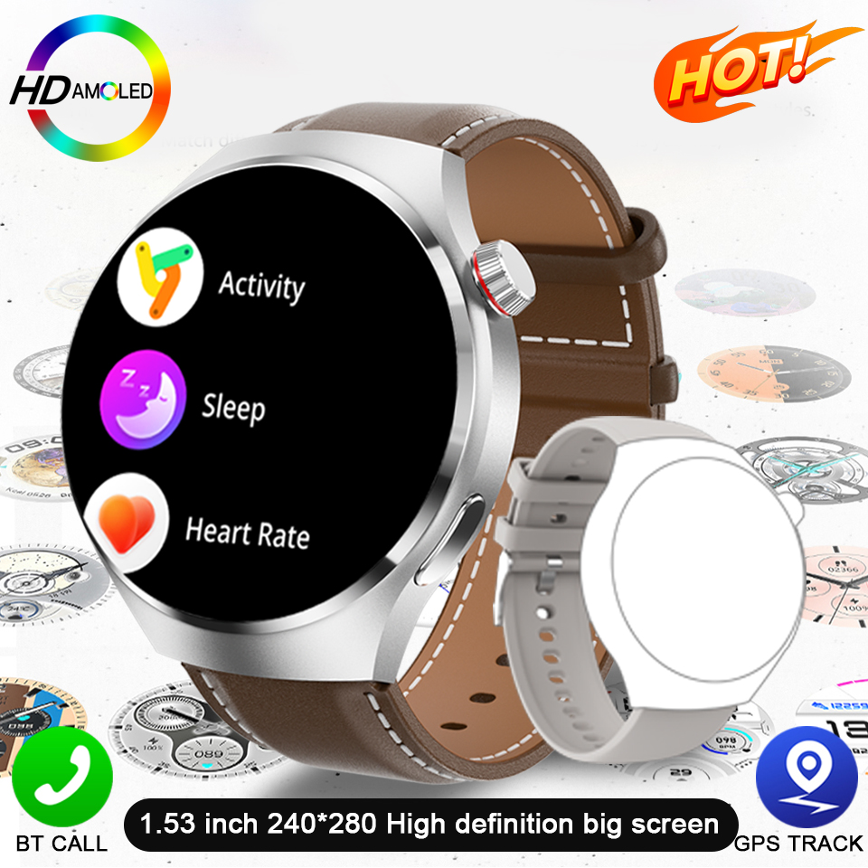 For Huawei GT4 PRO Smart Watch Men Watch 4 Pro AMOLED HD Screen Bluetooth Call GPS NFC Heart rate waterproof SmartWatch 2024 New