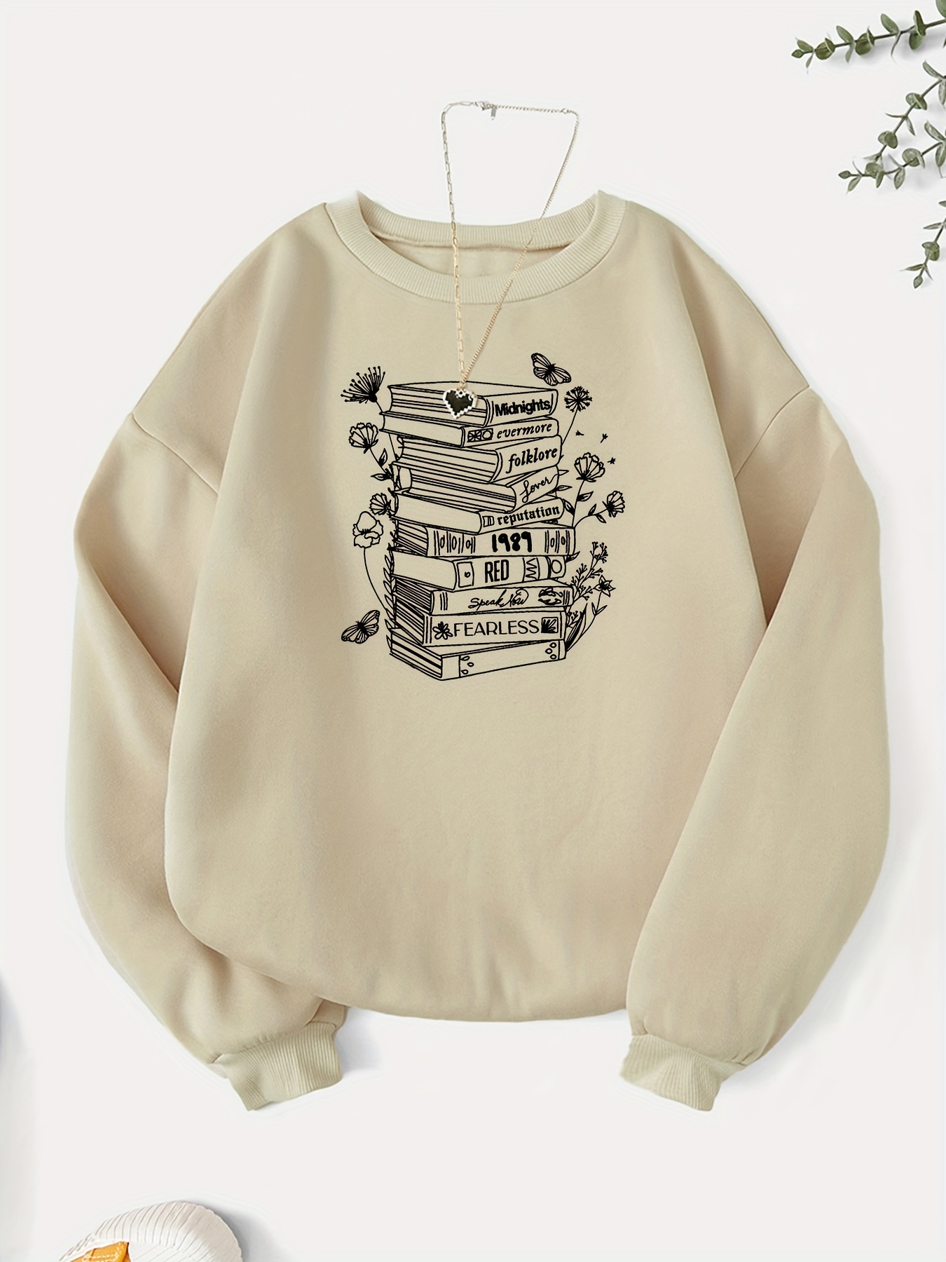 fashion graphic print sweatshirt, crew neck casual sweatshirt for winter & fall, women's clothing